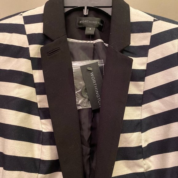Worthington Lapel Blazer with Black & Cream Stripe - Picture 2 of 4